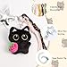 HONYJOOM Cute Bag Charm Plush Cat Keychain with Pink Strawberry Accessories, Black Cat Key Chain Gifts for Women Handbags Backpacks Purse Charm