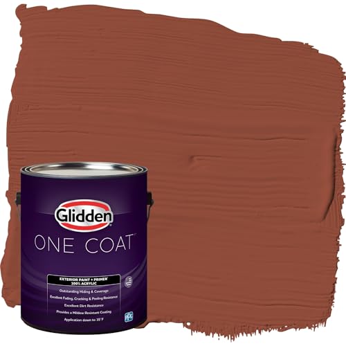 Glidden Exterior Paint + Primer: Red/Burled Redwood, One Coat, Flat, 1-Gallon