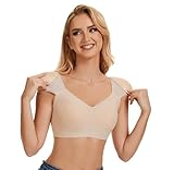 BIMEI Women Shoulder Pad Bra Wireless Bras for Women, Plus Size Seamless Bralette, Wide Straps T Shirt Bra (Beige, L)