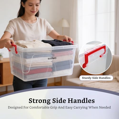 Image of Amazon Brand - Solimo Multi Box (3 Pcs - 5L, 10L, 15L) Transparent Plastic Storage Containers with Locking Handles | Stackable & BPA-Free Organizer | Multipurpose Storage for Home, Office & Kitchen