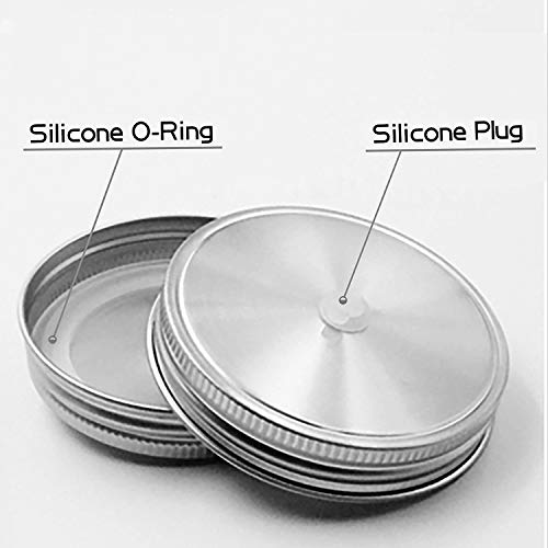 6Pcs Pack 304 Stainless Steel Wide Mouth Mason Jar Lids With Straw Hole, Including 6Pcs Stainless Steel Straws And 1Pcs Cleaning Brush, Compatible With Ball & Kerr Mason Jars #TOP3