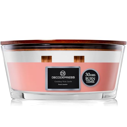 DECO EXPRESS Scented Candles, Double Wick Crackle Candles, Long 50 Hours Burn Time, Calming & Cosy Home Decor, Birthday