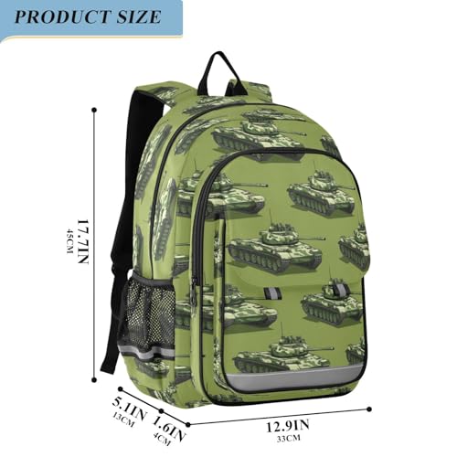Retro Military Camouflage Tanks Backpack for Boys Girls Elementary School Bag Kids Bookbag Travel Rucksack With Reflective Stripes2