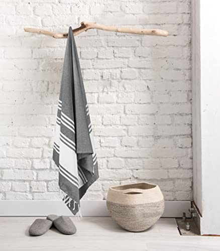 Turkish Towel 2 Pack, Thin Beach Towel, Fouta Beach Towel, Peshtemal Beach Towel, Turkish Peshtemal Towels, Pestemal Towels, Thin Camping Bath, Pool Blanket, Fouta Towels 100% Cotton-36X71- Charcoal #TOP4