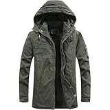 ZDJSWJ Parker épaissi à capuche pour homme Casual militaire chaud manteau à capuche Manteau de travail d'hiver sur grand (Vert Militaire,M)