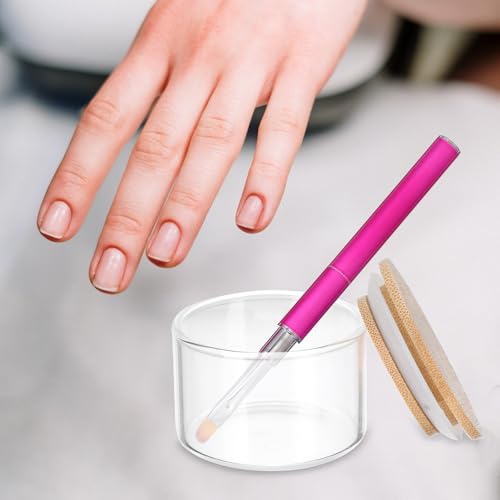 2 vasos de vidrio para manicure con tapa miniatura 4