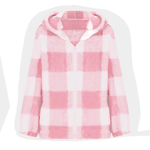 Plaid Fleece Jacket Women Sherpa Y2k Comfort Zip Up Hoodie Oversized Fall Fashion Casual Outerwear Warm Winter Coats3