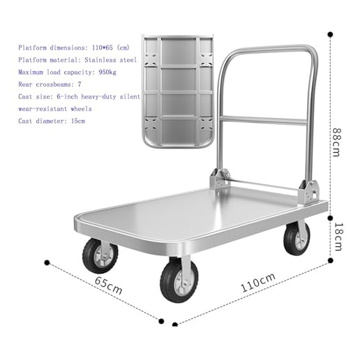Carretilla de acero inoxidable con plataforma y ruedas miniatura 2