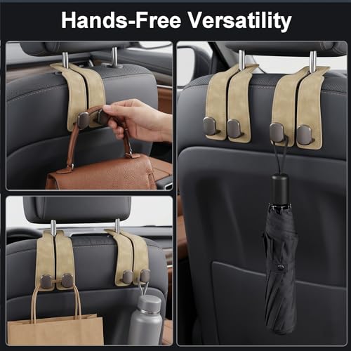 Flimjibg Car Seat Headrest Storage Hooks - 2 Pack Dual Hangers Design Organization Accessories, Car Interior Gadgets to Add Extra Holder and Hook for Purses,Bags,Coat and Handbag — view 5