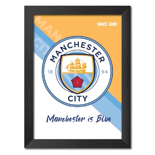 Image of TenorArts City Football Club Poster Logo Tagline Laminated Photo Frame Painting with Matt Finish Black Textures(12 inches x 9inches)