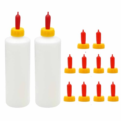 Goat Nursing Bottles Set, 2 Pieces 400 ml Lamb Feeding Bottle Kit 10 Pieces Small Animal Liquid Milk Drink Parts for Feeding Accessories Cow Sheep Puppy Pig Goat Supplies