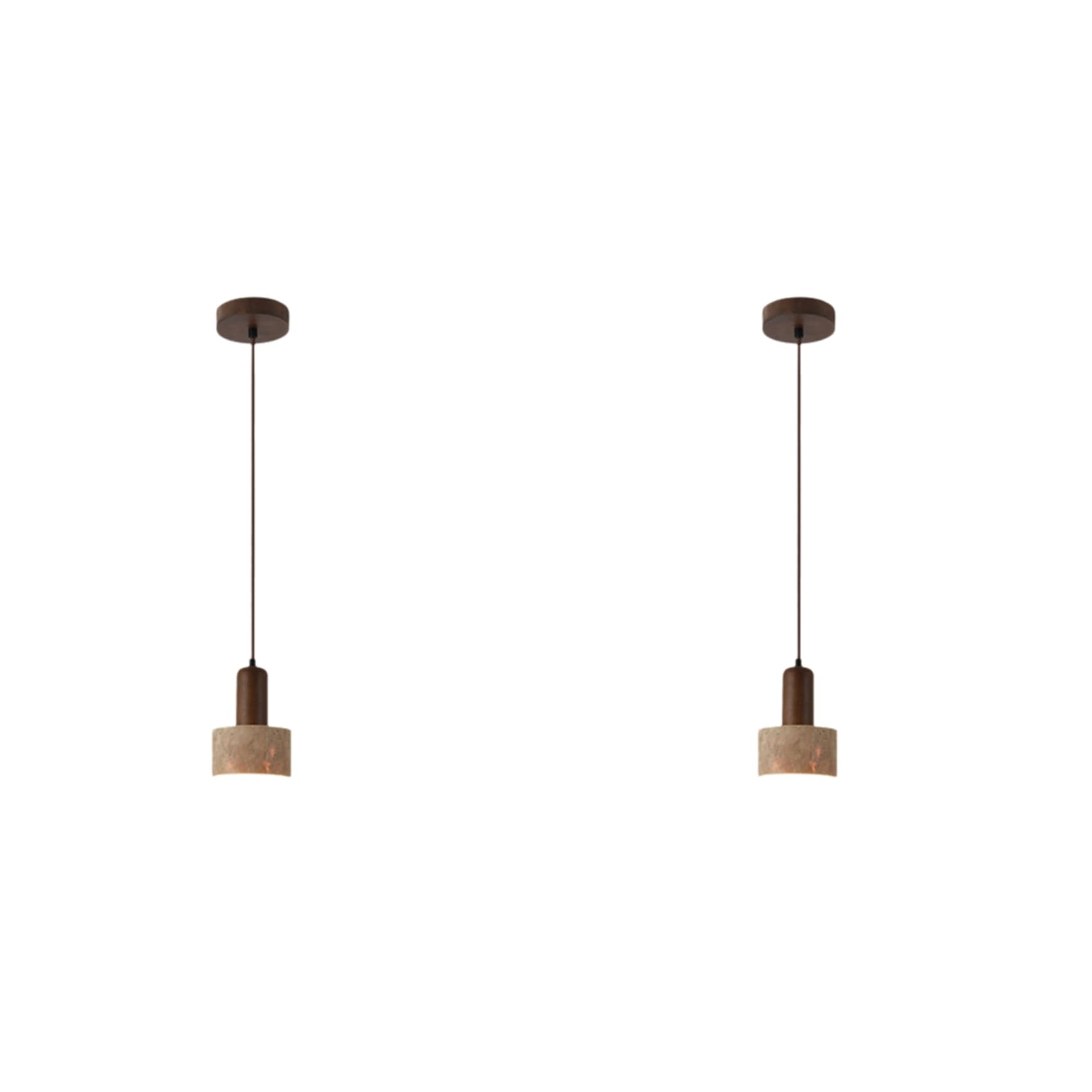 Hndhbfgrt 2X Yellow Travertine LED Pendant Light 3 Color Dimming 110-240V Japanese Wabi Sabi Style Ideal for Bedside, Restaurant