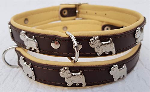Lusy011 *Westie* Hunde Halsband, Leder, Halsumfang 28-32cm, 30-36cm, 35-41cm, BRAUN-Beige, (Halsumfang 35-41cm/45cm) Cover