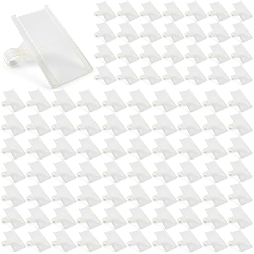 Porte-étiquettes blancs avec languette de verrouillage anti-chute pour étagère