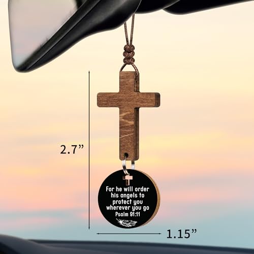 Inspirational Cross Ornament for Car Mirror – Daily Bible Verse Scanner, Christian Rearview Hanging Accessory, Perfect Gift for Believers - Image 2