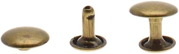 100 Sets Metal Double Cap Rivets Stud Rapid Rivets Collision Nail Metal Spike Leather Craft Repair Antique Brass, 5mmX5mm