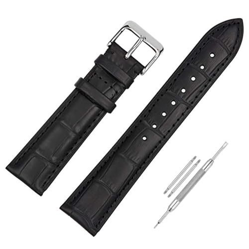 Image of Lineon 22mm Half Padded Leather Mens Watch Strap For Branded Watches Compitable with Titan, Timex, Casio, Sonata, Tool and Pins Include
