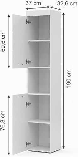 Vicco Bathroom cabinet Luna, White, 37 x 190 cm - 3