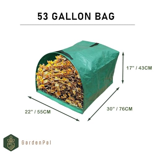 Gardenpal 2-pack Yard Waste Bags for Collecting Leaves, PE Gardening Bags, Lawn and Leaf Bags, Large Yard Dustpan-Type Garden Bag, Reuseable Garden Waste Container, 53 Gallon Per Bag - Image 3