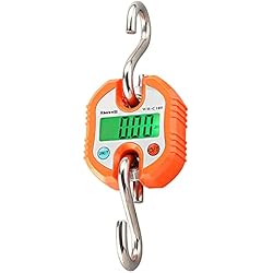 Balanza Romana De Gancho Rhorawill Bascula Digital Viaje Báscula de Pesca Báscula Colgante Balanza Báscula de Maleta con Pantalla LCD y 2 Ganchos Desmontables, Bascula Viaje Para Viajes, Pesca, Caza Al Aire Libre (Naranja)