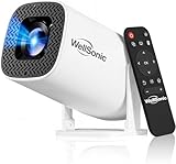 WellSonic Mini Projector with Wifi and Bluetooth, Build-in Android 14, Portable Projector Outdoor&Ceiling Use, Auto Keystonet&270°Rotatable, 200 Ansi, 4k Home Thearter Movie Projector for HDMI USB