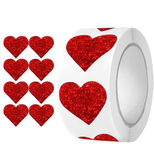CXNXFD 500 pegatinas de corazón rojo, en forma de corazón, pegatinas de corazón rojo brillante para el día de la madre, día de San Valentín, aniversario de boda, manualidades, álbumes de recortes,