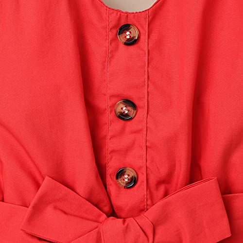 Odimame Jumpsuit For Girls 13-14 Girl Romper Summer Short Jumpsuit V-Neck Adjustable Spaghetti Straps Side Pockets Outfits Red 13-14 Years Old #TOP4