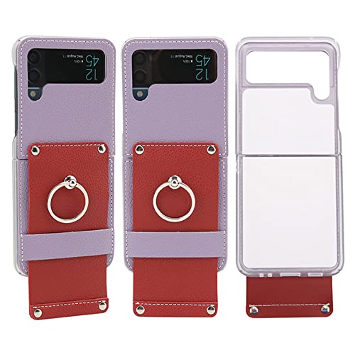 Étui en cuir pour Samsung Galaxy Z Flip 4 et Flip 3 lavande antichoc