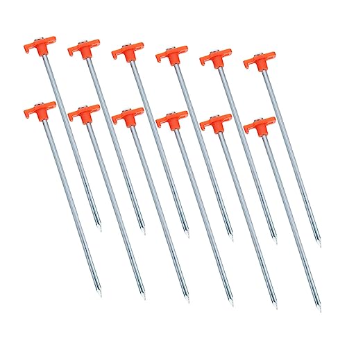 12Pcs Steel Sand pegs Tent Camping Accessories Tent Stakes Heavy Duty tarp Stakes Tent pegs Rock pegs for awnings Metal Tent Stakes Tent Stakes pegs Football Stand Beach Plastic