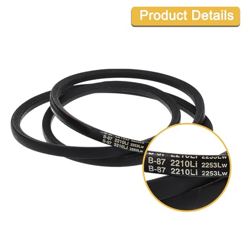 Image of uxcell 3 Pack B87 Classic Wrapped V-Belt, 90 inch Outside Circumference Wrapped Industrial Rubber V-Belt B Profile V-Belt for Industrial Machinery Equipment, Black