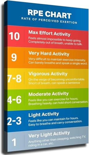 Fitness Wall Art Canvas Prints Rate of Perceived Exertion RPE Scale Chart Poster for Room Aesthetics Gym Home Office Decor(Unframed,08x12inch(20x30cm))