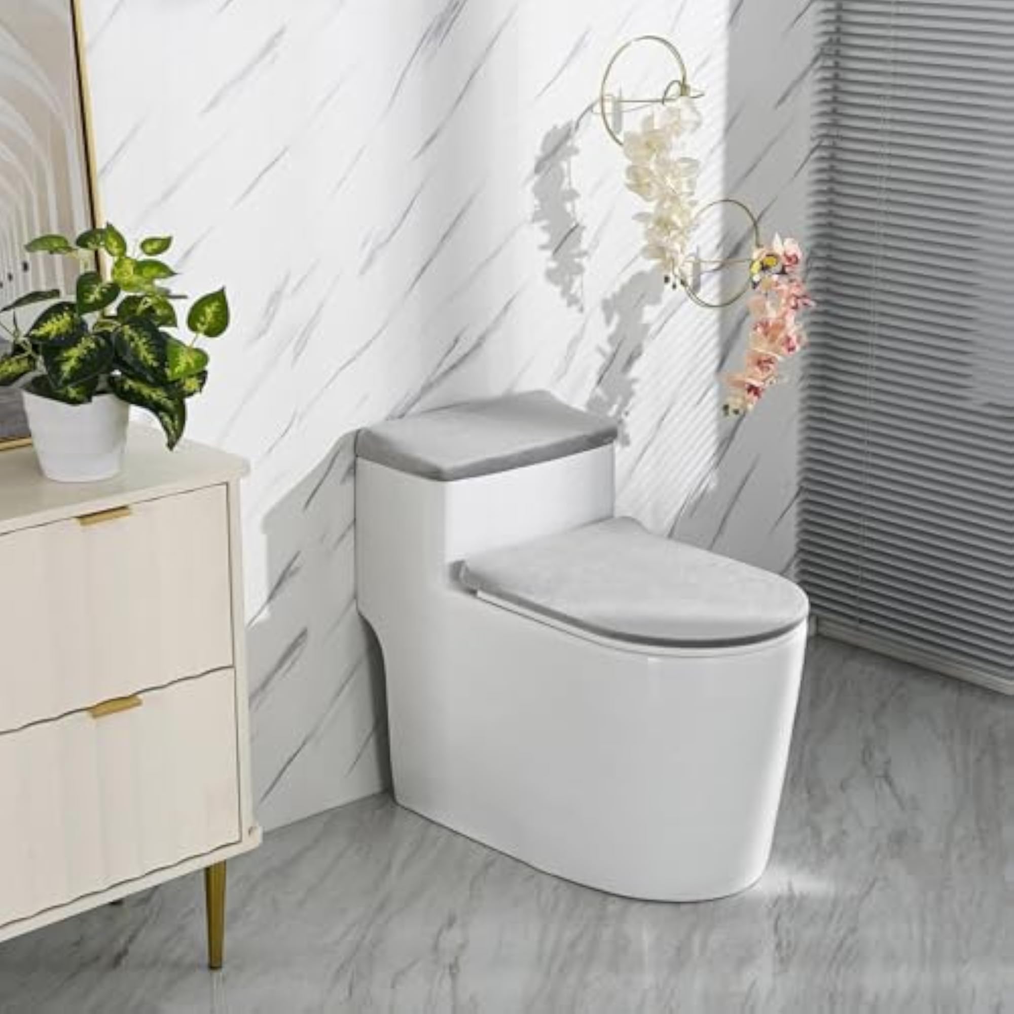 Comfortable Toilet Lid Seat Cover Set, Non-Slip Protector