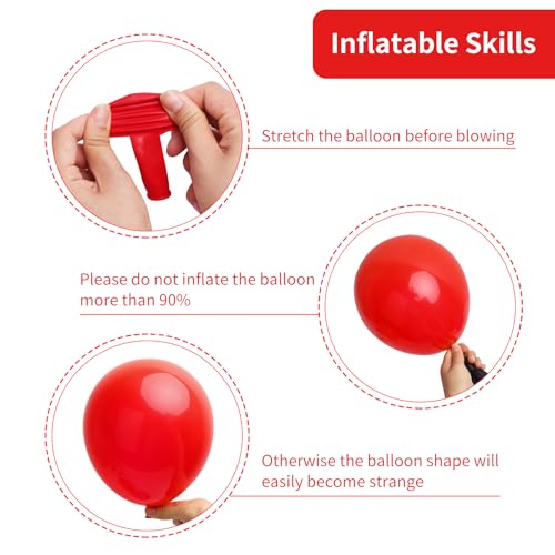 Image of RUBFAC Red Balloons 129pcs Different Sizes 18 12 10 5 Inch for Garland Arch Kit, Latex Balloons Wedding Anniversary Casino Bachelorette Citizenship Birthday Party Decorations