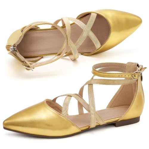 Image of Reimferce Womens Ballet Flats for Wedding: Comfortable Dress Work Flat for 2026 - Ladies Dressy Zipper Walking Shoes