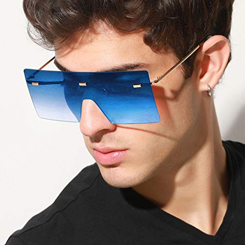 Square Sunglasses Flat Top Fashion Oversized Shades Mirror Rimless Glasses for Women for Men2