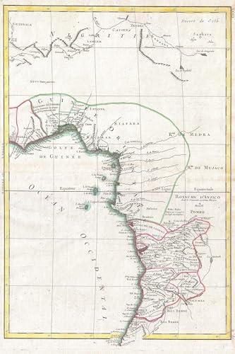 8"x12" Poster, 1770 Bonne Map of West Africa (Guinea, the Bight of Benin, Congo) - Gallery Print