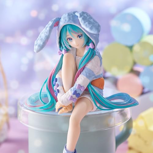 FuRyu Corporation - Figurine Hatsune Miku Noodle Stopper – Pyjama à capuche oreilles de lapin de couleur bleue – vue 5