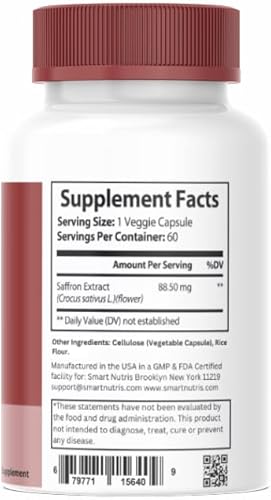 Miniatura 3 de Suplementos de cápsulas de extracto de azafrán 100% puro, cápsulas vegetarianas, sin OMG, orgánico, sin gluten