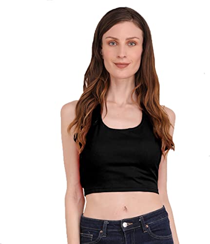 Image of THE BLAZZE 1381 Women's Basic Sexy Solid Backless Halter Neck Slim Fit Sleeveless Crop Top for Women