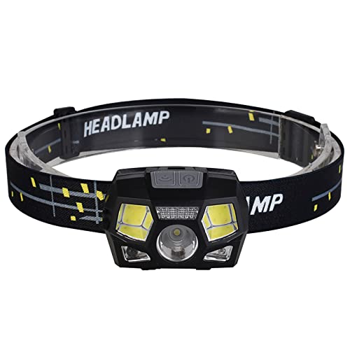 Dnieheic LED Stirnlampe, Wiederaufladbare Scheinwerfer mit 5 Beleuchtungsmodi, Wasserdicht LED Scheinwerfer COB Stirnlampe für Camping, Laufen, Radfahren, Angeln, Wandern [Energieklasse A++] Cover