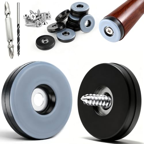 mawmuaw 12 Stück Stuhlgleiter zum Schrauben Ø 22mm Teflongleiter zum Schrauben PTFE Möbelgleiter Teflon Runde Bodengleiter mit Edelstahlschrauben Doppelendig Bit Holzbohrer für Möbel Böden