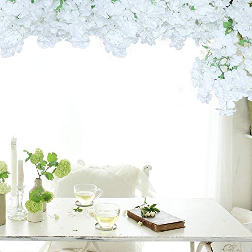 Li Hua Cat Simulation Flower Cherry Blossom Garland Artificial Plants Hanging Vine Silk Garland Wedding Party Decor 1 piece (White) Cover