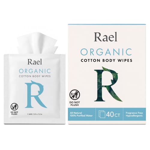 Rael Organic Cotton Wipes, Body Cloth, On-the-Go, All Skin Types (40 Ct)