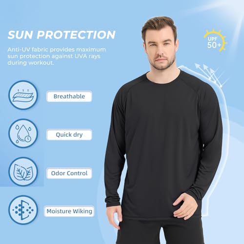 Rash Guard Shirts for Men Long Sleeve Sun Protection Shirts Outdoor Regular Fit Swim Shirt Quick Dry3