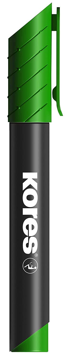 Kores, Green Permanent Marker Pen, K-Marker XP1, Round Tip with Low-Odour Ink, Waterproof Marker Pens for All Surfaces