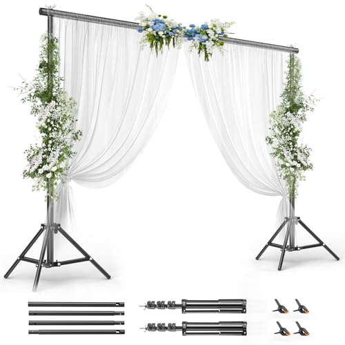 BEIYANG 10x10FT Backdrop Stand Background Support Kit for Photography 2 Adjustable Backdrop Supports 4 Crossbars 4 Clamps and Carrying Bag for Photo Video Stutio Parties Decoration