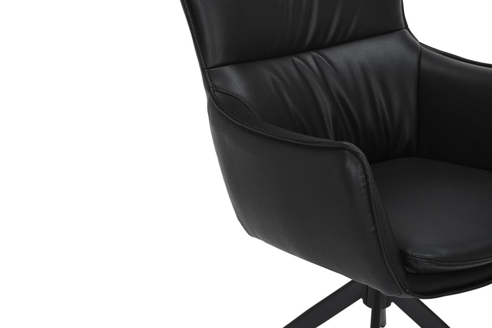 Riess Ambiente 360° drehbarer Design Stuhl Vogue - schwarz - Kunstleder Metall mit Armlehne Esszimmerstuhl Drehstuhl