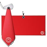 Ghost Golf Magnetic Towel (Caddie) - Premium Ultra-Absorbent Microfiber Golf Towel with Magnet for Golf Carts or Clubs - 18" x 40" Golfing Gear - Waffle Weave Pattern (Red)