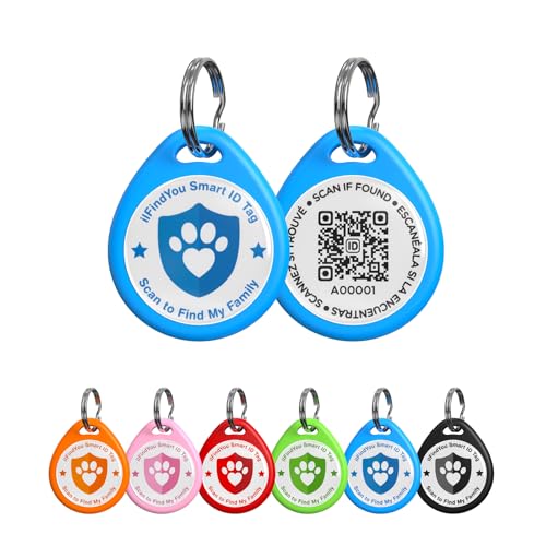ILFindYou QR Code Cat Tags Personalized Small, Real-time Alerts, Blue
