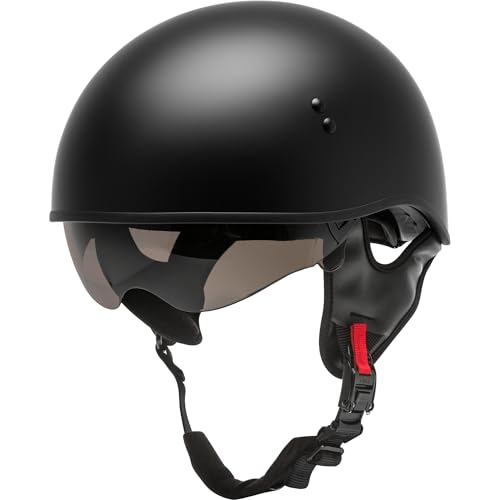 GMAX HH-65 Naked Half Helmet (Matte Black, Medium) - FMVSS 218 Approved